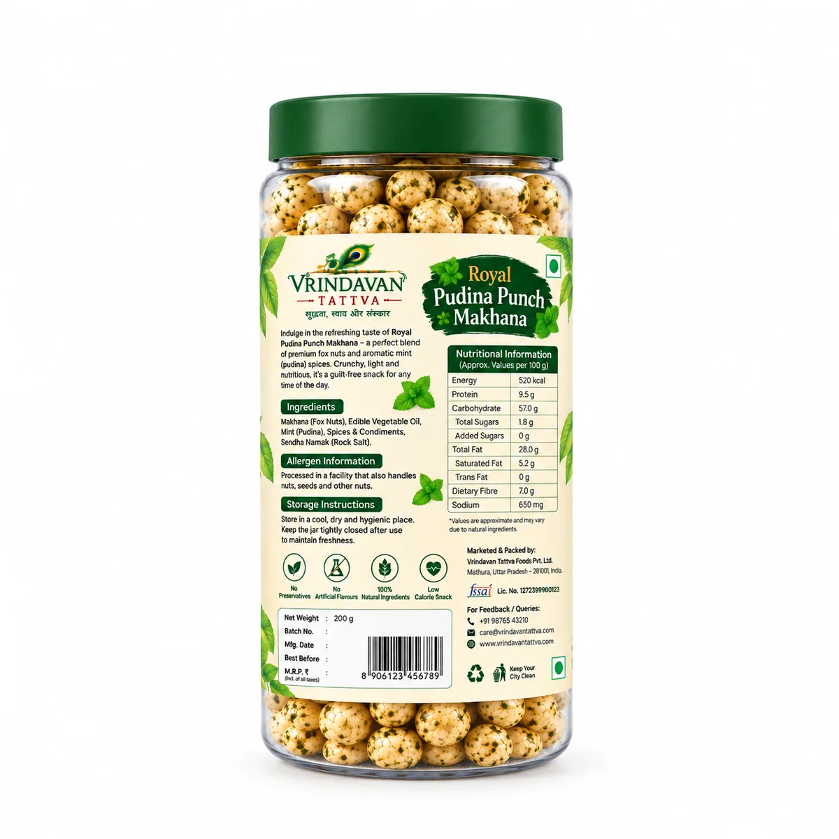 Vrindavan Tattva Royal Pudina Punch Makhana 100g thumbnail 2
