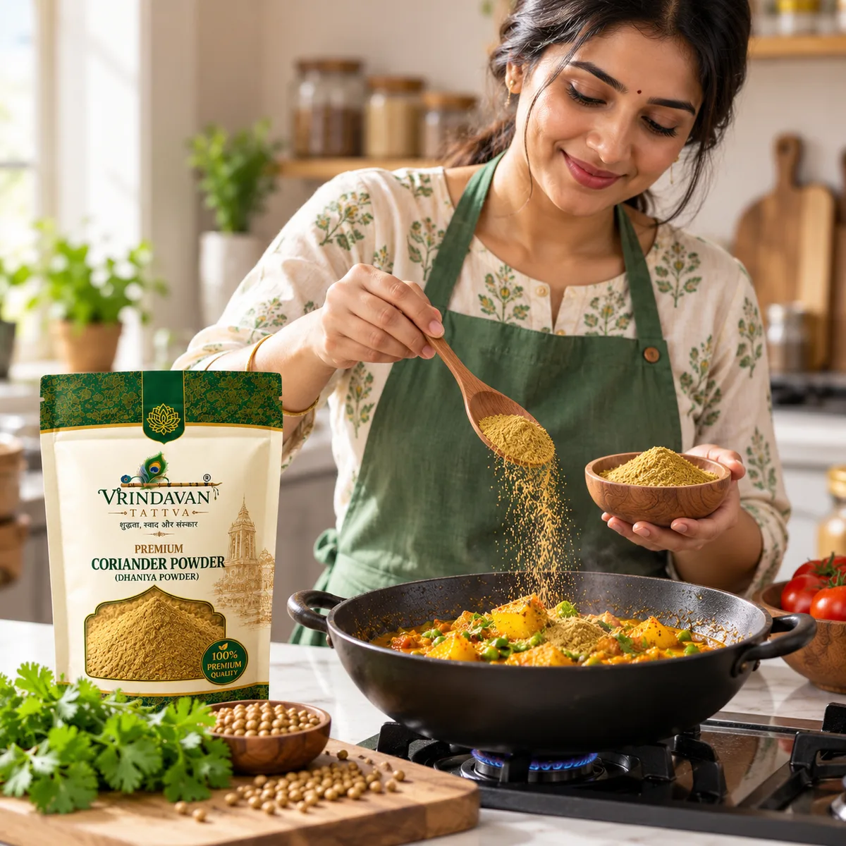 Vrindavan Tattva Premium Coriander Powder (Dhaniya Powder) 100g thumbnail 3
