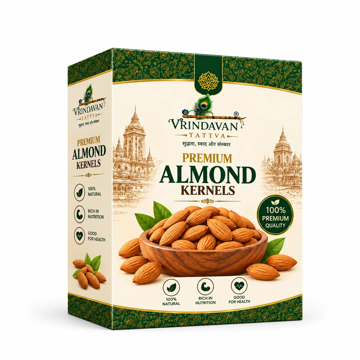 Vrindavan Tattva Premium Almond Kernels (Badam) – 100% Natural & Rich in Nutrition 500