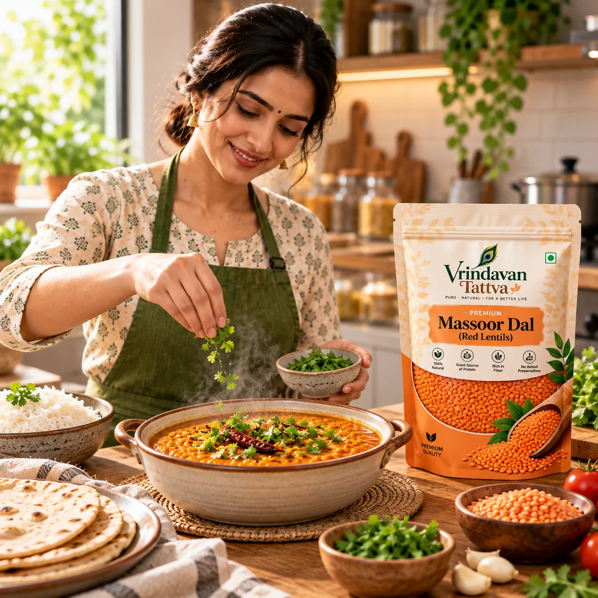 Vrindavan Tattva Organic Masoor Dal (Red Lentils) 500g thumbnail 5