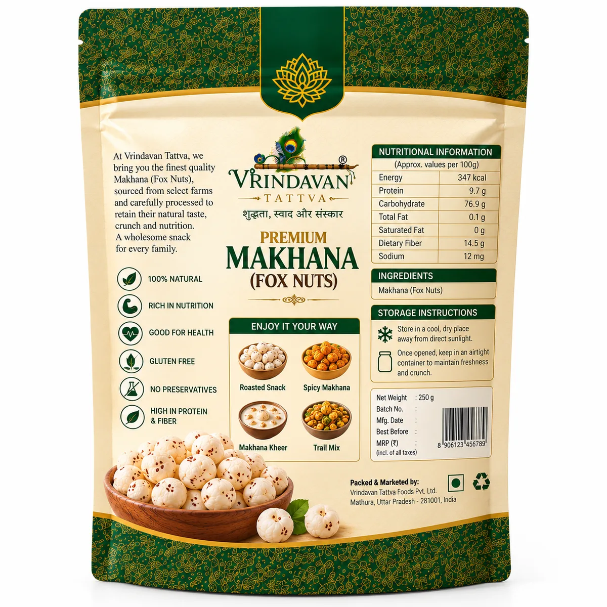 Vrindavan Tattva Premium Fox Seeds (Makhana) – 100% Natural & Rich in Nutrition 250g thumbnail 3
