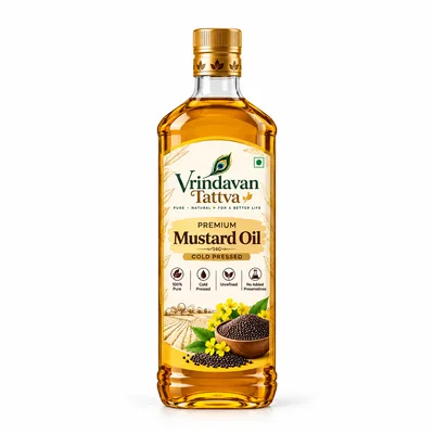 Vrindavan Tattva Cold Pressed Mustard Oil (Sarson Ka Tel) 1L