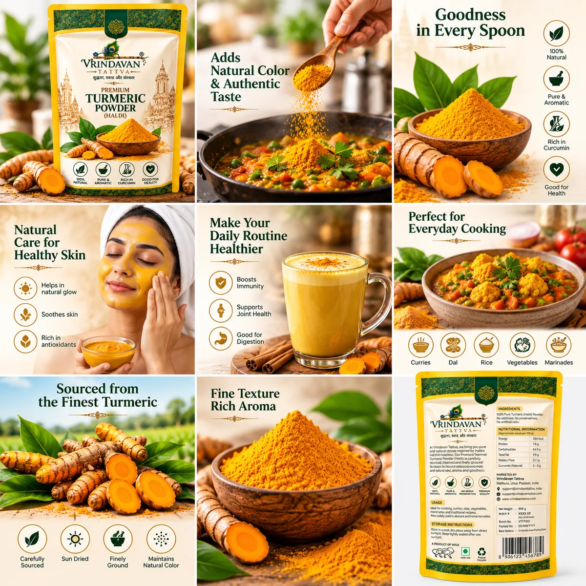 Vrindavan Tattva Premium Turmeric Powder (Haldi Powder) 100g thumbnail 4