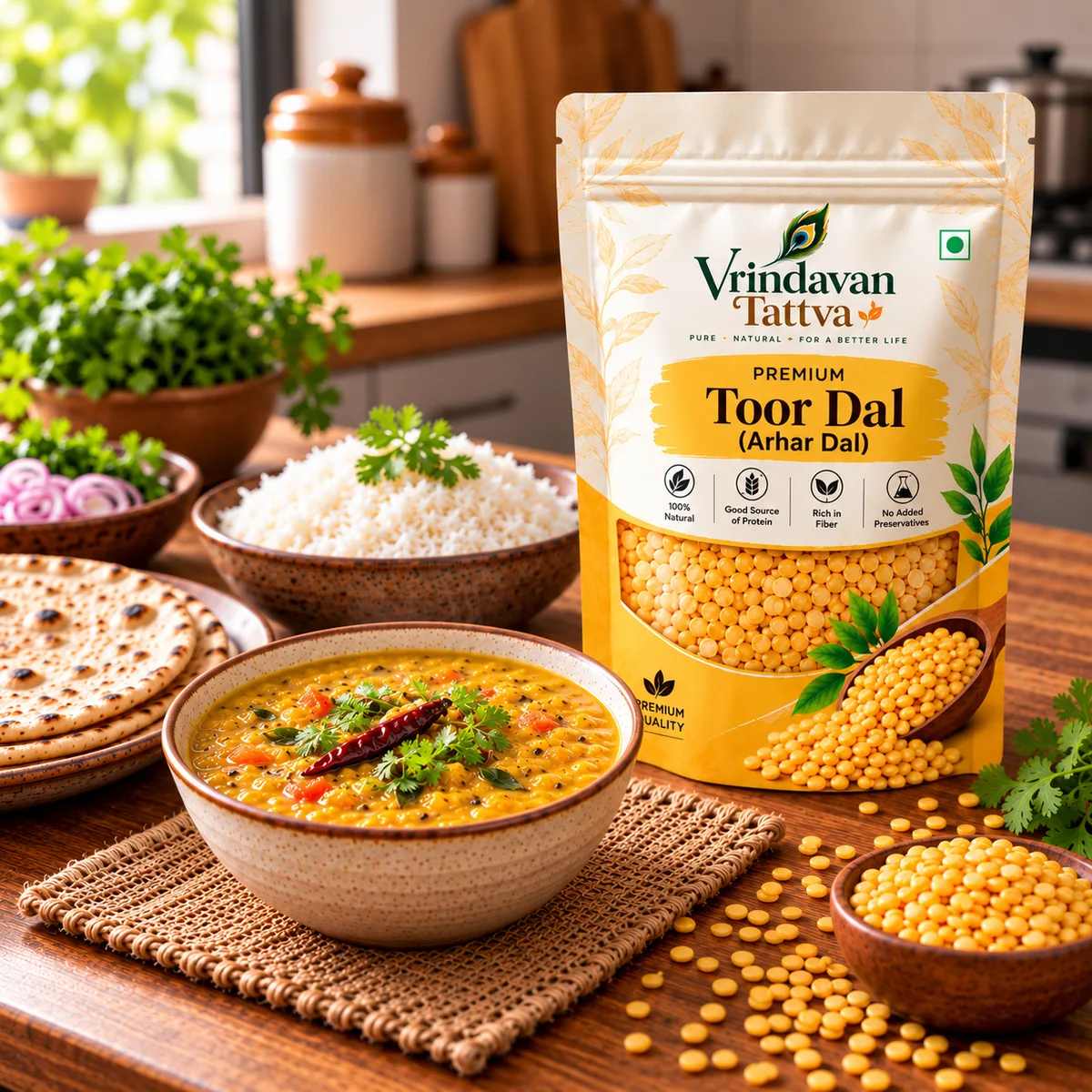 Vrindavan Tattva Organic Toor Dal (Pigeon Peas) 500g thumbnail 6