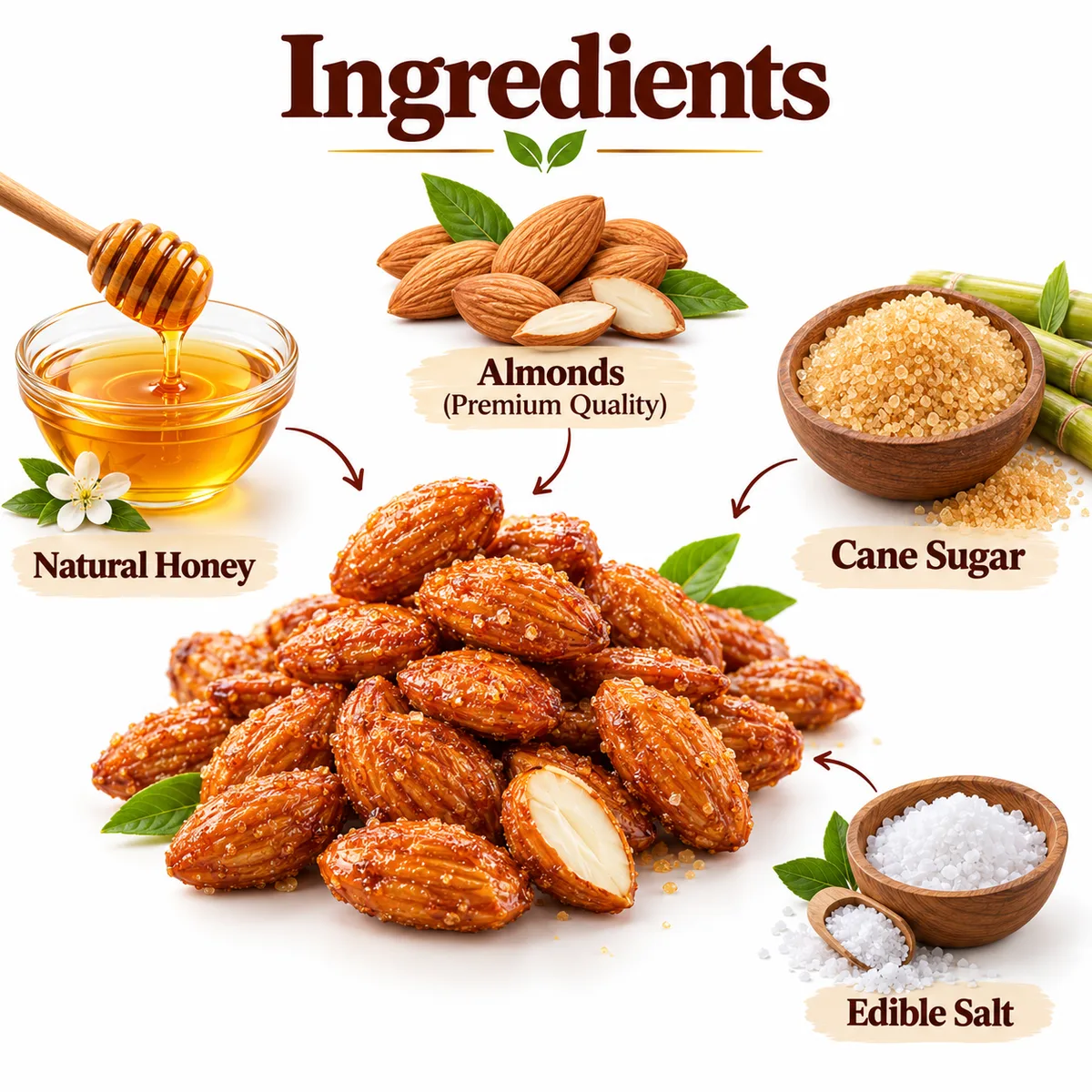 Vrindavan Tattva Honey Roasted Almonds 100g thumbnail 3
