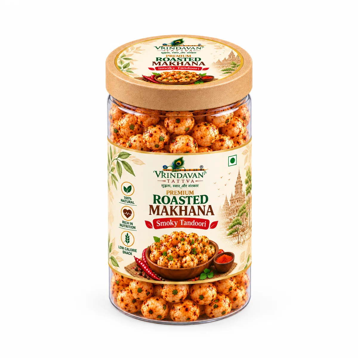 Vrindavan Tattva Premium Roasted Makhana – Smoky Tandoori 100g
