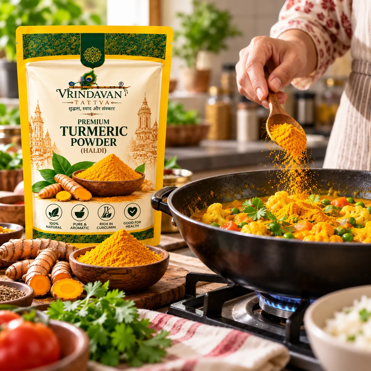 Vrindavan Tattva Premium Turmeric Powder (Haldi Powder) 100g thumbnail 3