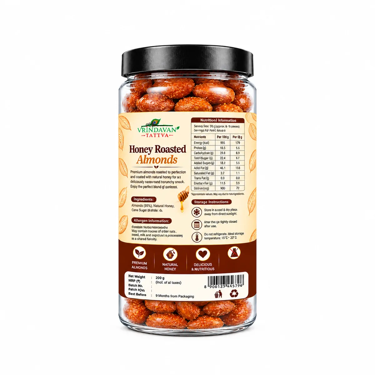 Vrindavan Tattva Honey Roasted Almonds 100g thumbnail 2