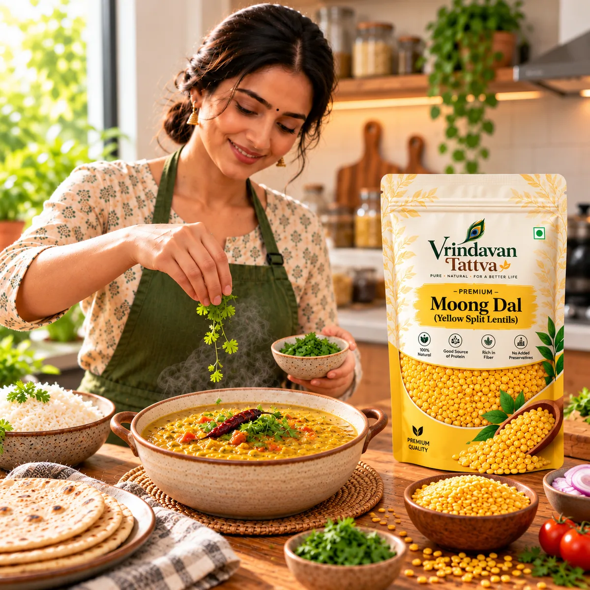 Vrindavan Tattva Organic Moong Dal (Yellow Split Lentils) 500g thumbnail 5