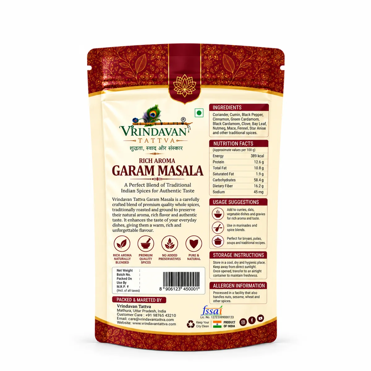 Vrindavan Tattva Premium Garam Masala Powder – Rich Aroma Spice Blend 100g thumbnail 2