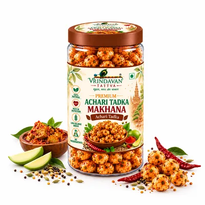 Vrindavan Tattva Premium Achari Tadka Makhana 100g