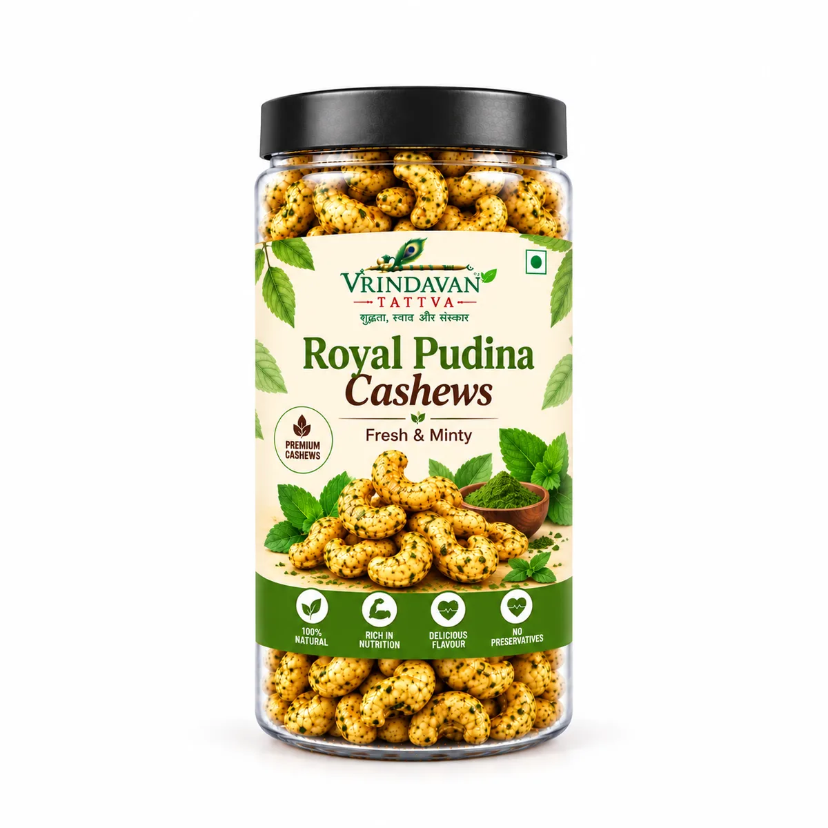 🌿 Vrindavan Tattva Royal Pudina Cashews 100g