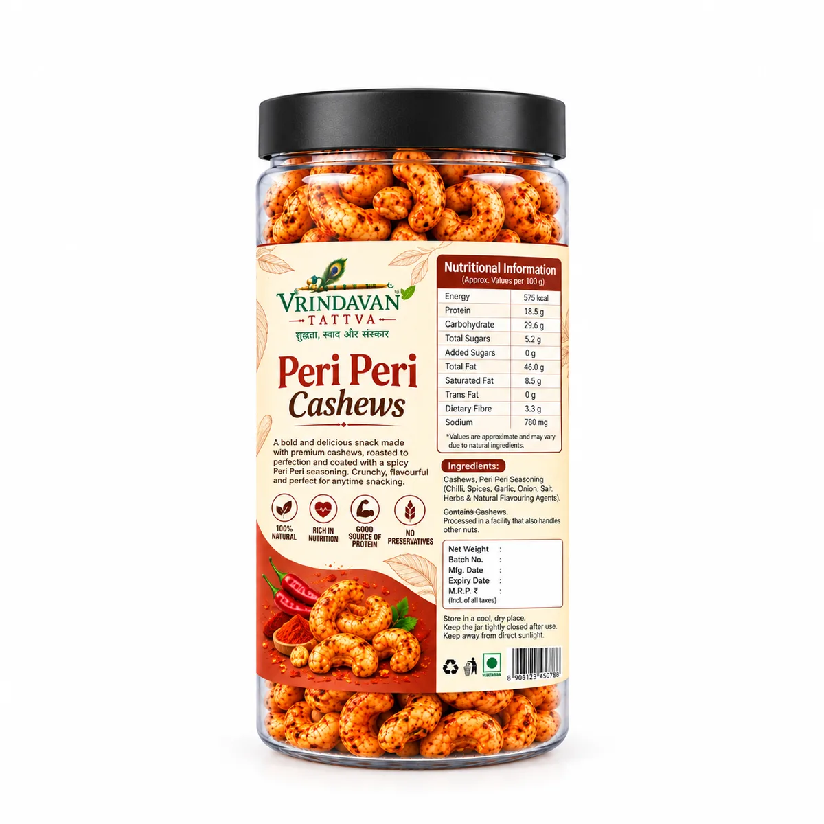Vrindavan Tattva Peri Peri Cashews 100g thumbnail 2