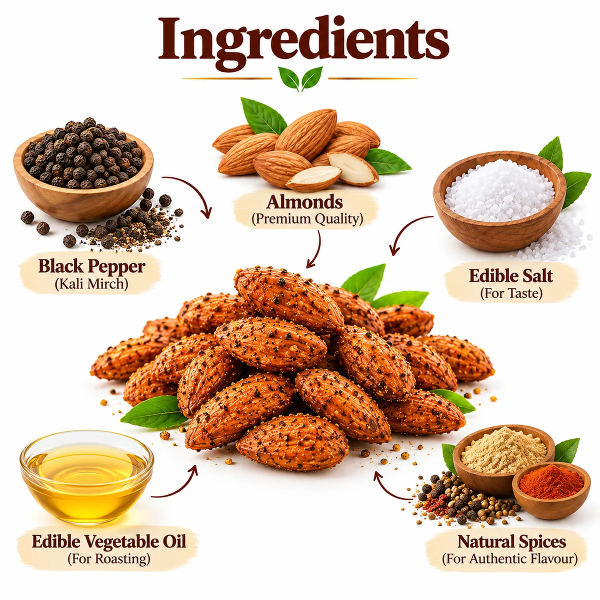 Vrindavan Tattva Kali Mirch Almonds 100g thumbnail 3