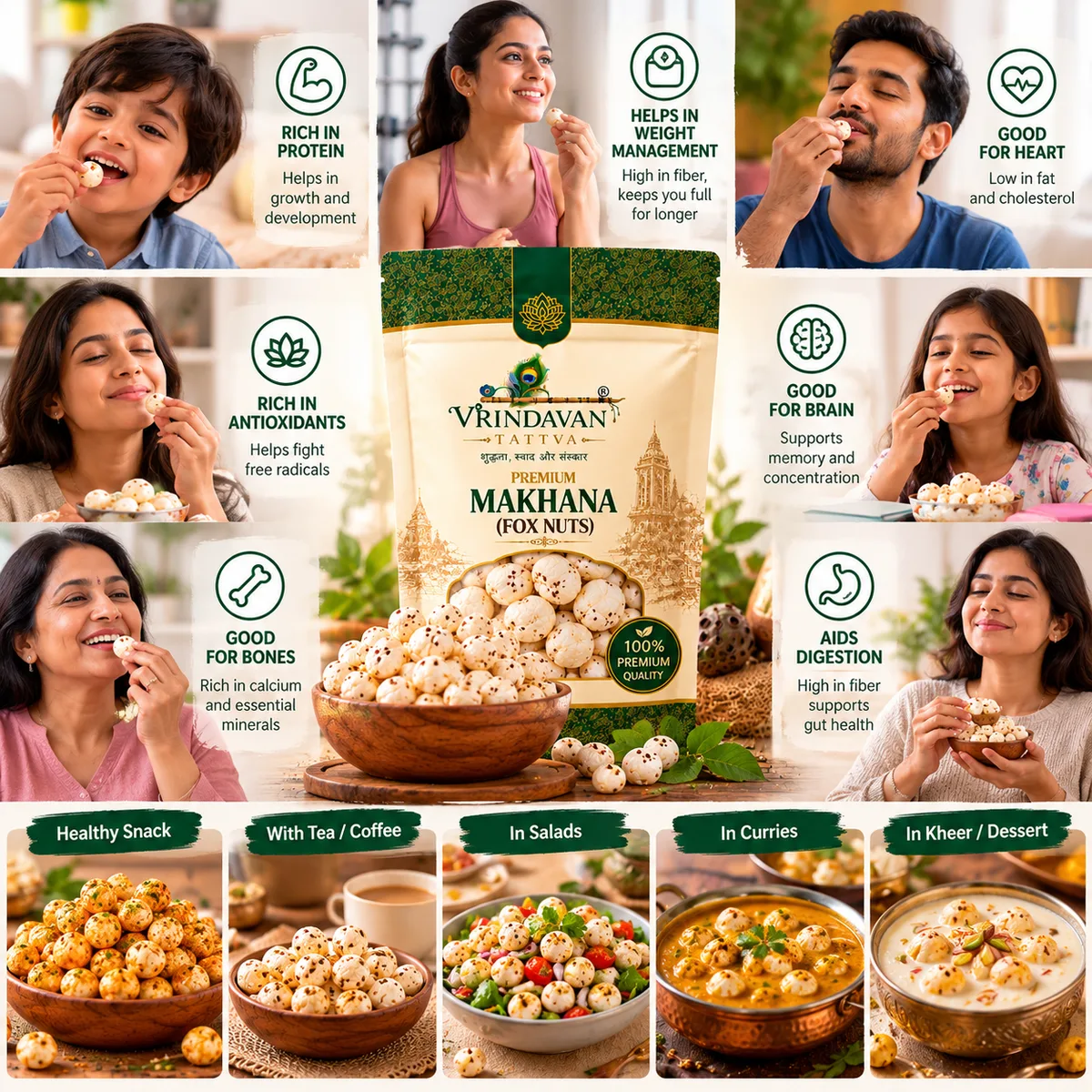Vrindavan Tattva Premium Fox Seeds (Makhana) – 100% Natural & Rich in Nutrition 250g thumbnail 4