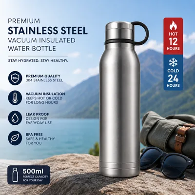 Premium Stainless Steel Vacuum Insulated Water Bottle  500ml