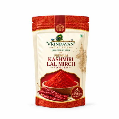 Vrindavan Tattva Premium Kashmiri Red Chilli Powder (Kashmiri Lal Mirch) 100g