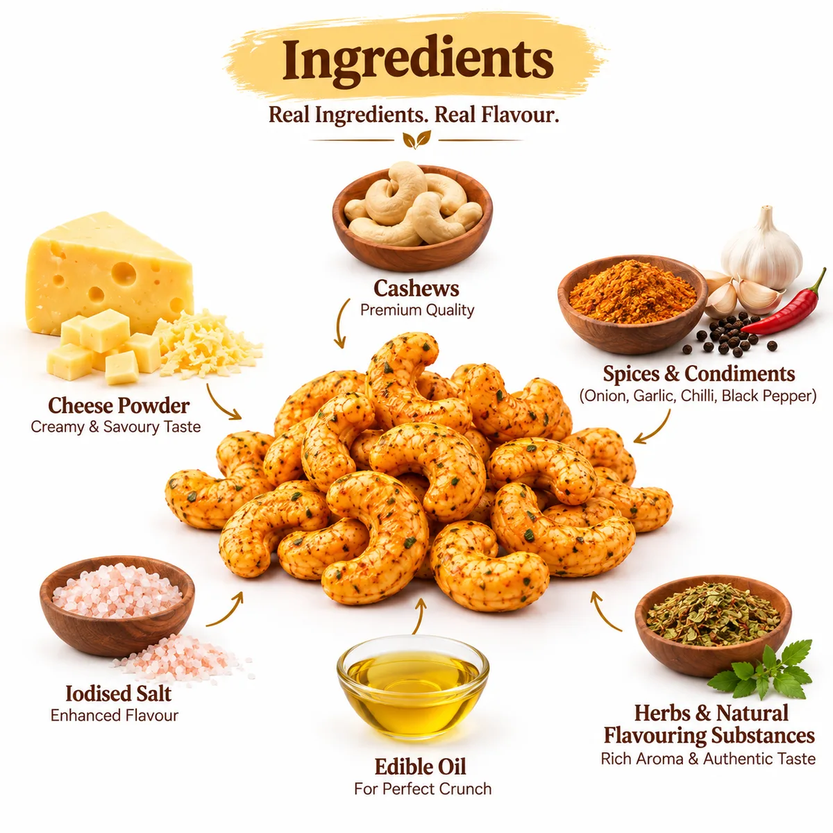 🧀 Cheese Masala Cashews — creamy & savoury 100g thumbnail 3