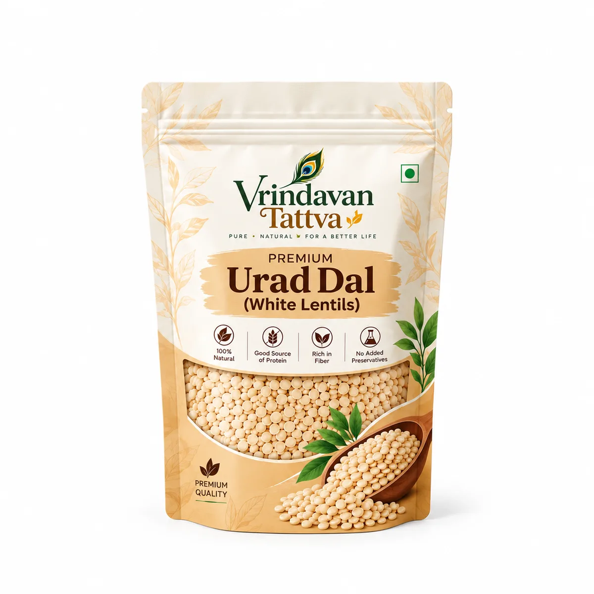 Vrindavan Tattva Organic Urad Dal (White Lentils) 500g