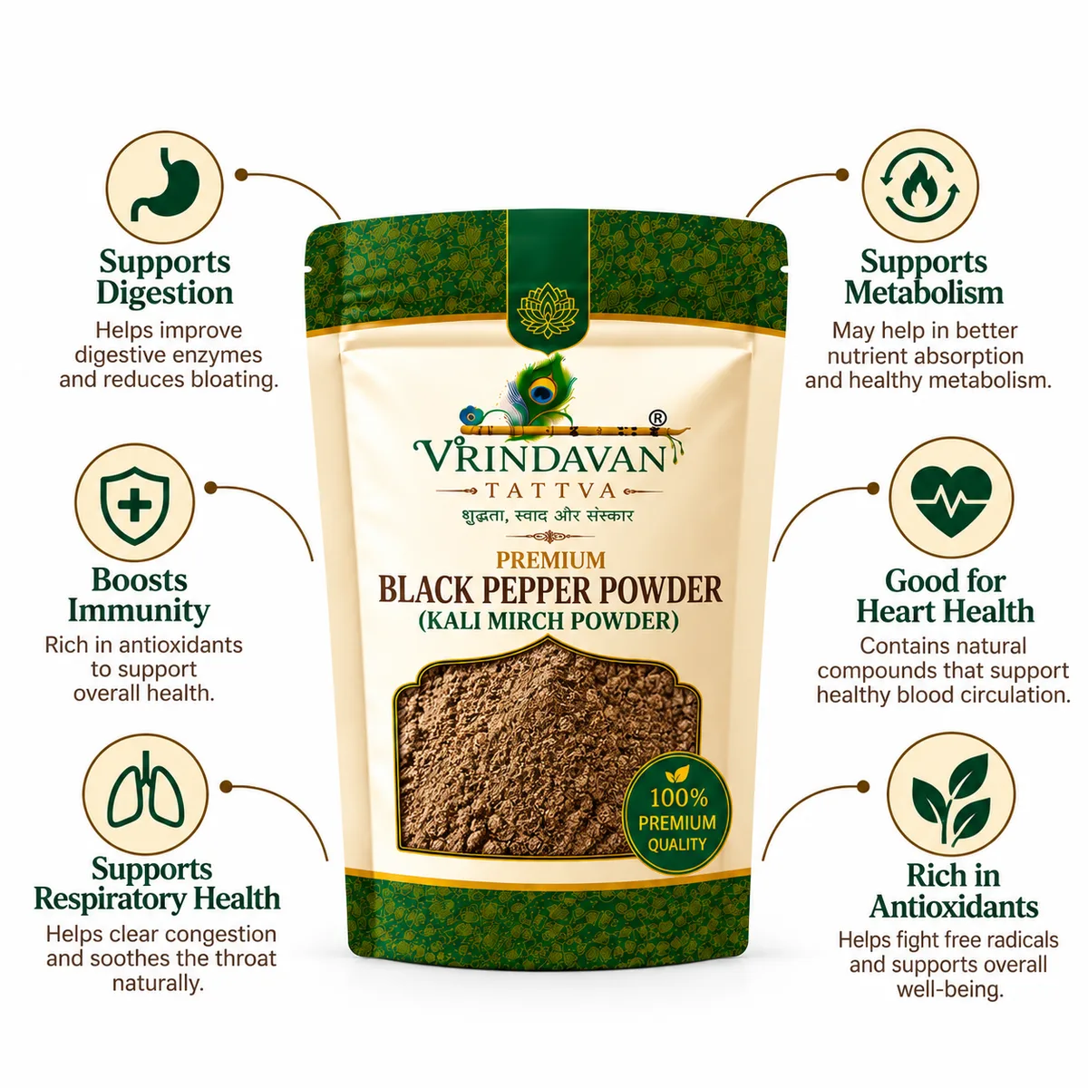 Vrindavan Tattva Premium Black Pepper Powder – Kali Mirch Powder 100g thumbnail 4