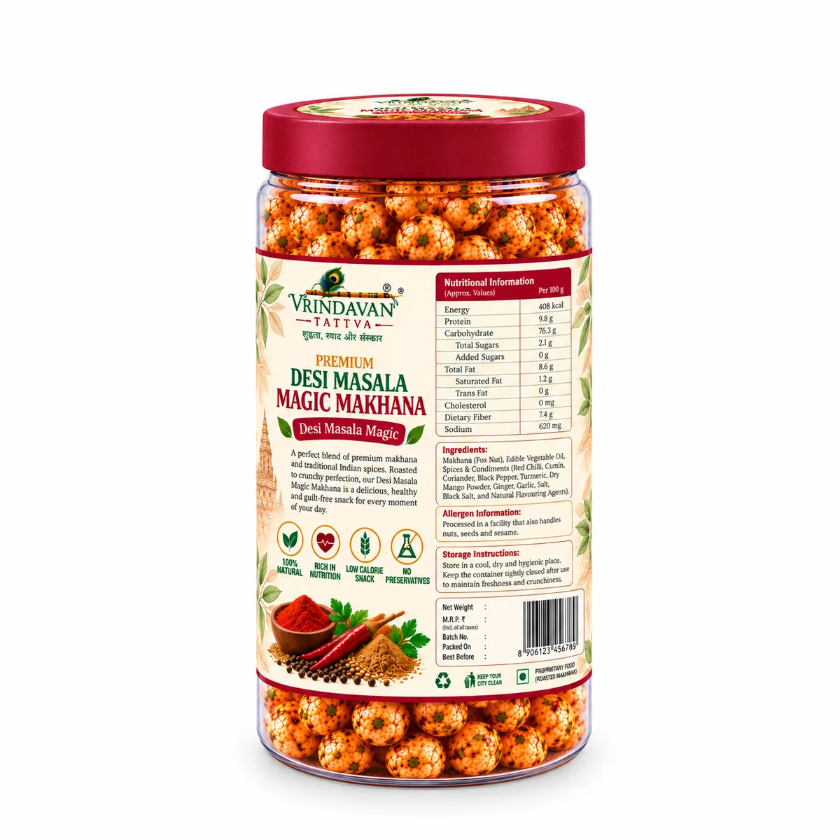 Vrindavan Tattva Premium Desi Masala Magic Makhana 100g thumbnail 2
