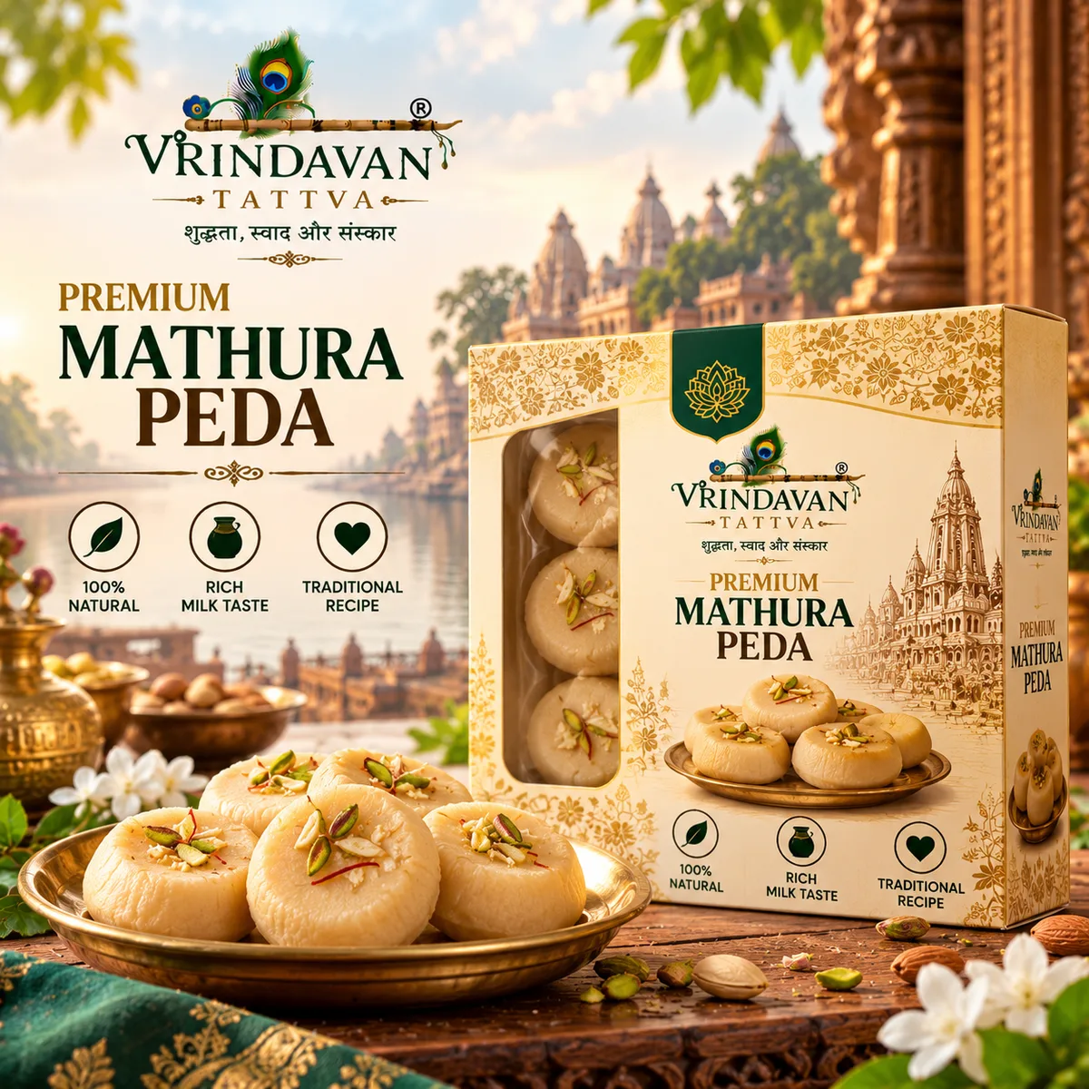 Vrindavan Tattva Premium Mathura Peda 500g thumbnail 2
