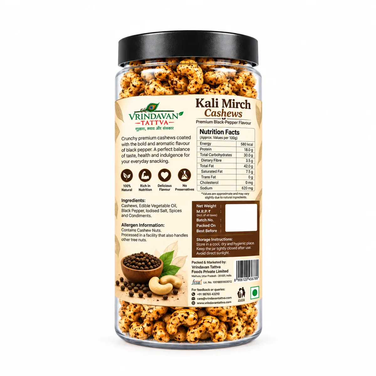 Vrindavan Tattva Peri Peri Cashews 100g thumbnail 2