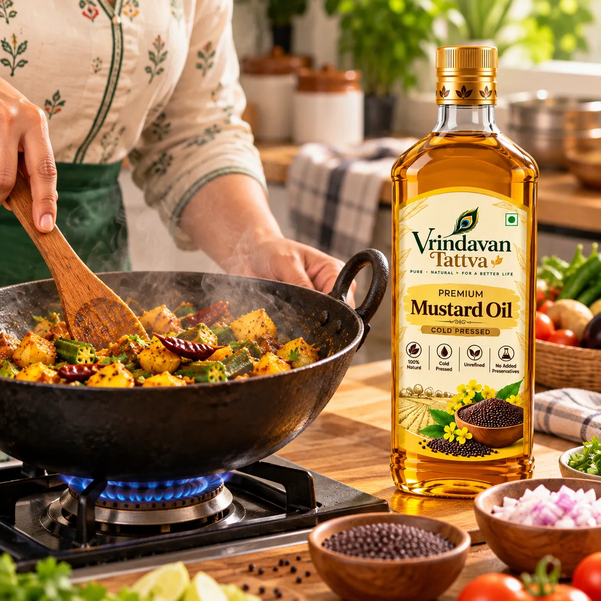 Vrindavan Tattva Cold Pressed Mustard Oil (Sarson Ka Tel) 1L thumbnail 5