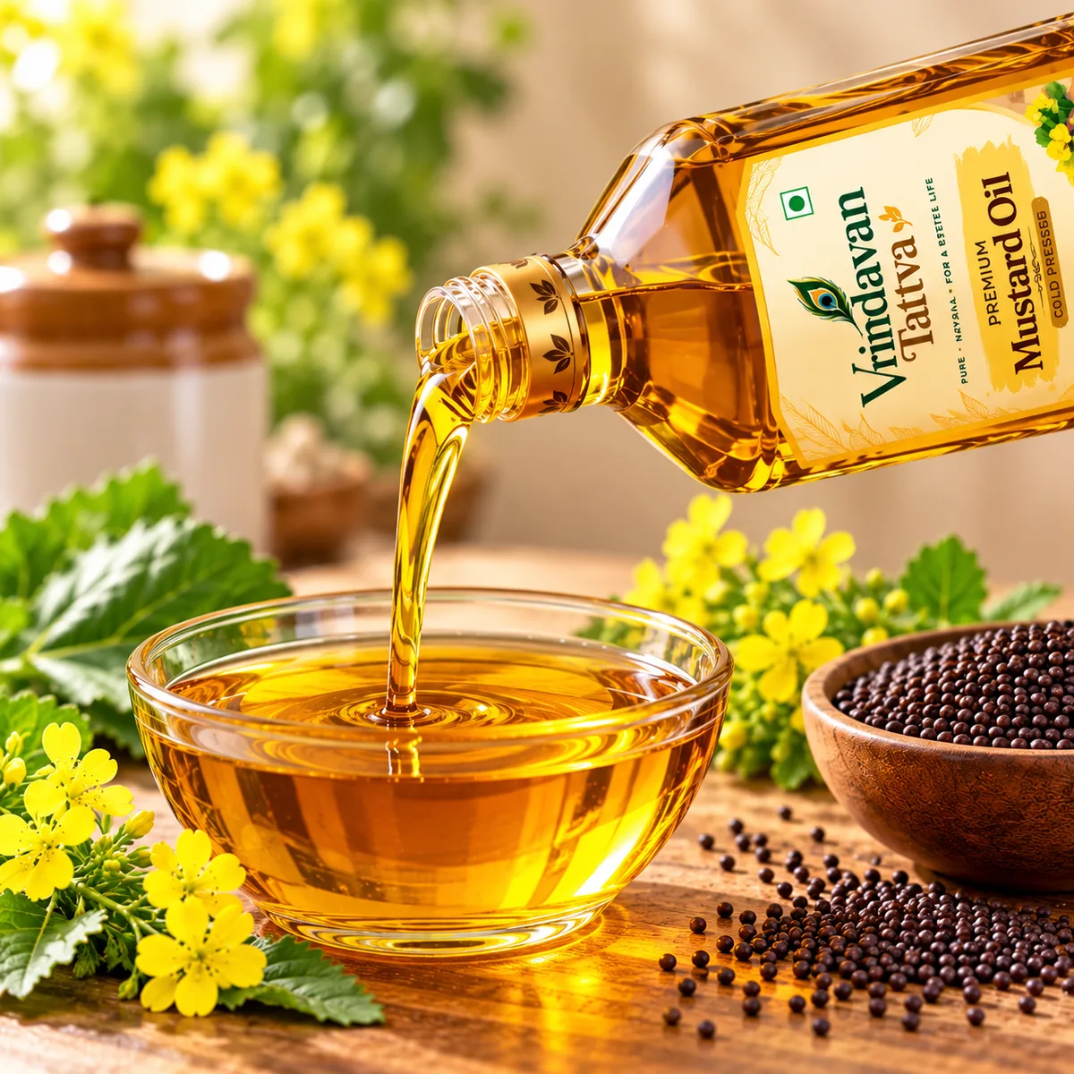 Vrindavan Tattva Cold Pressed Mustard Oil (Sarson Ka Tel) 1L thumbnail 4