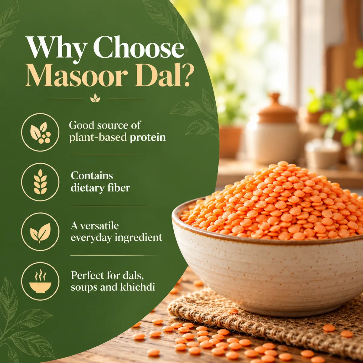 Vrindavan Tattva Organic Masoor Dal (Red Lentils) 500g thumbnail 3