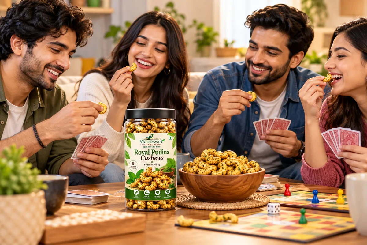 🌿 Vrindavan Tattva Royal Pudina Cashews 100g thumbnail 4
