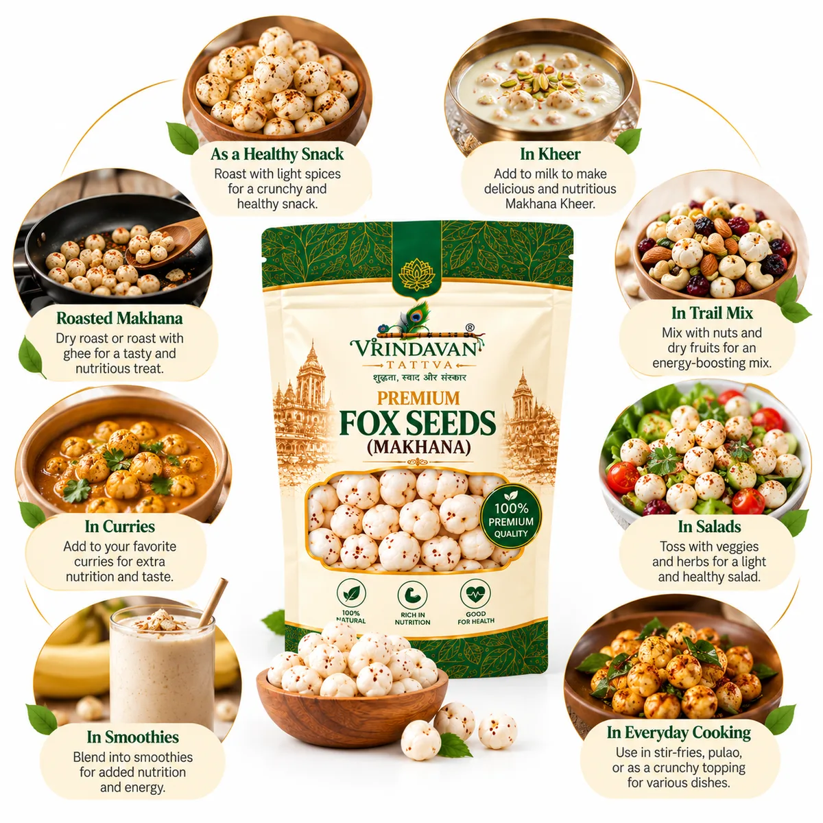 Vrindavan Tattva Premium Fox Nuts (Makhana) – 100% Natural & Rich in Nutrients 250g thumbnail 5