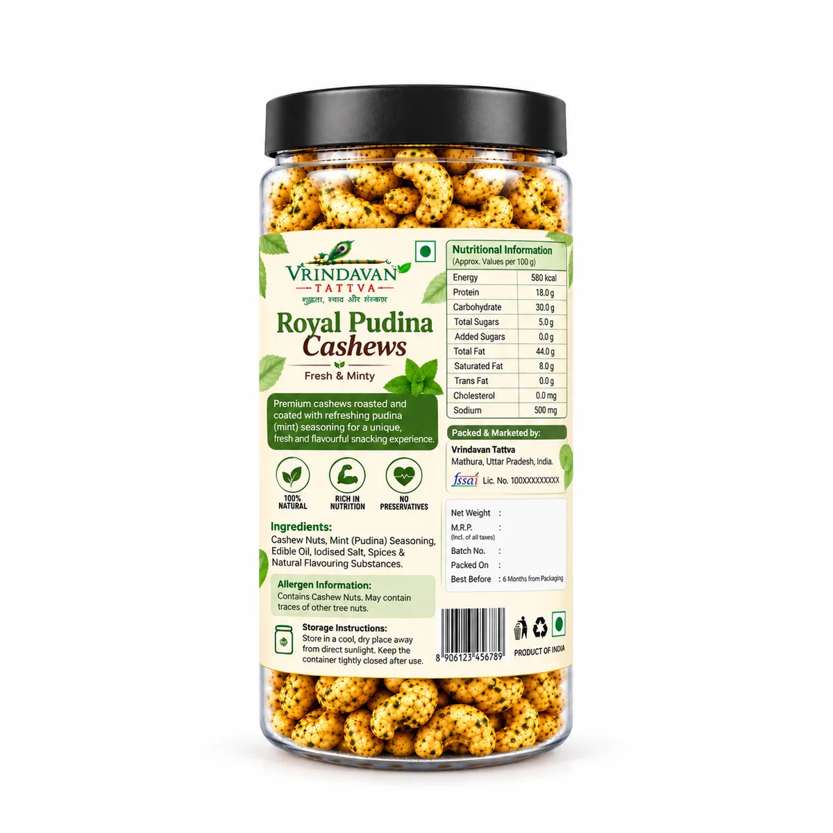 🌿 Vrindavan Tattva Royal Pudina Cashews 100g thumbnail 2
