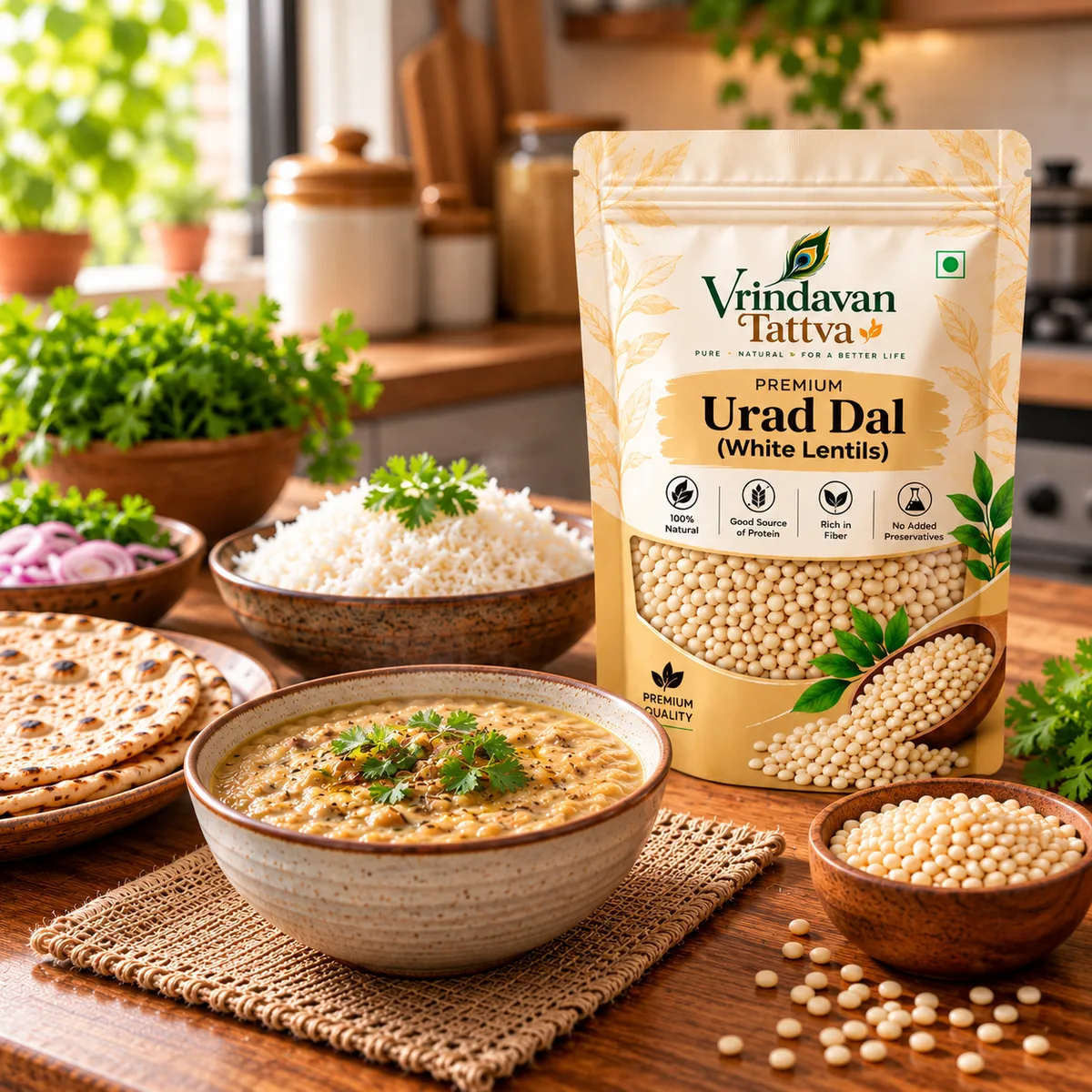 Vrindavan Tattva Organic Urad Dal (White Lentils) 500g thumbnail 6