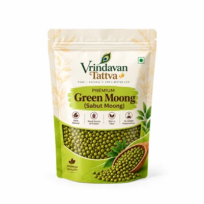 Vrindavan Tattva Organic Green Moong (Sabut Moong) 500g