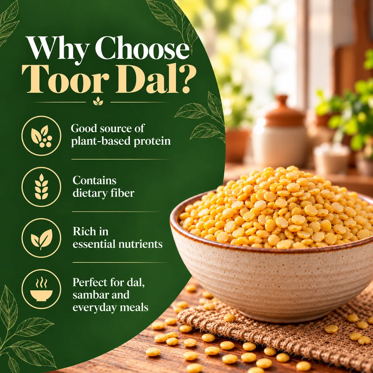 Vrindavan Tattva Organic Toor Dal (Pigeon Peas) 500g thumbnail 3