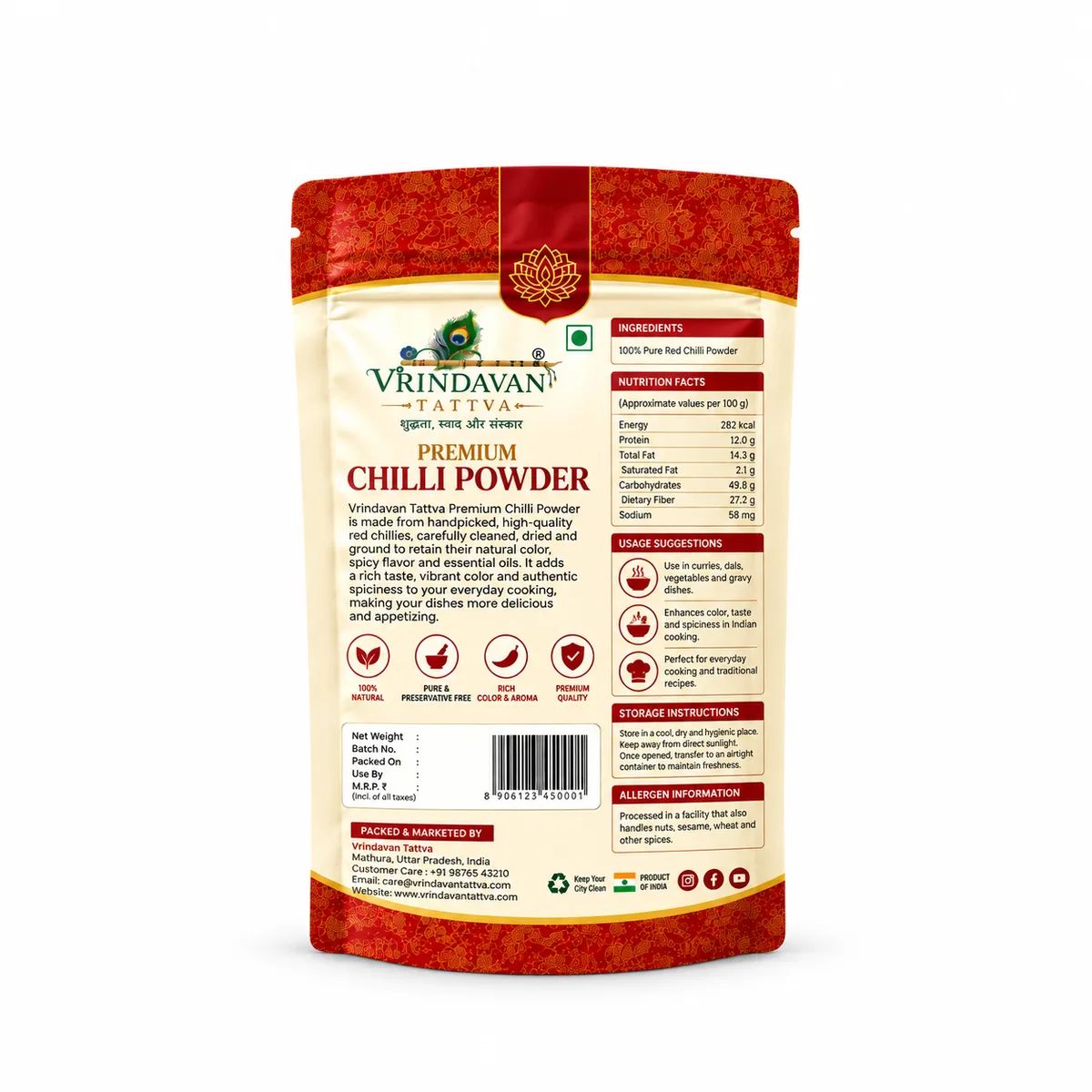 Vrindavan Tattva Premium Red Chilli Powder (Lal Mirch Powder) 100g thumbnail 2