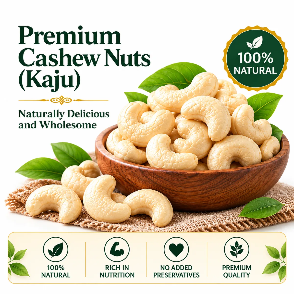 Vrindavan Tattva Premium Cashews (Kaju) – 100% Natural & Rich in Nutrients 500g thumbnail 4
