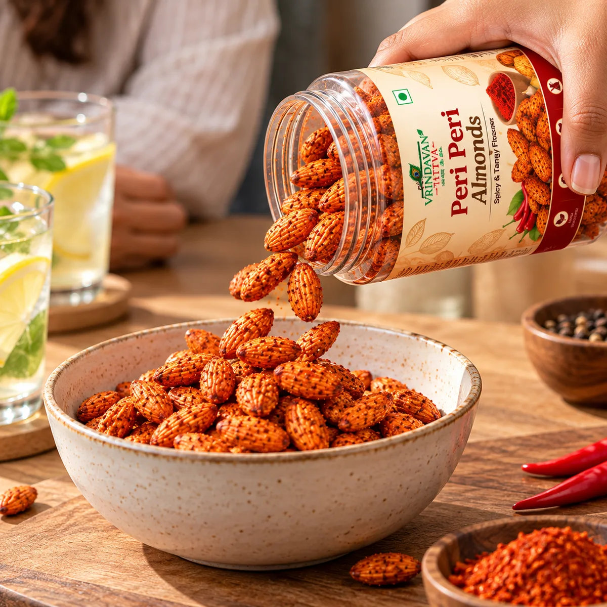 Vrindavan Tattva Premium   Peri Peri Almonds 100g thumbnail 4