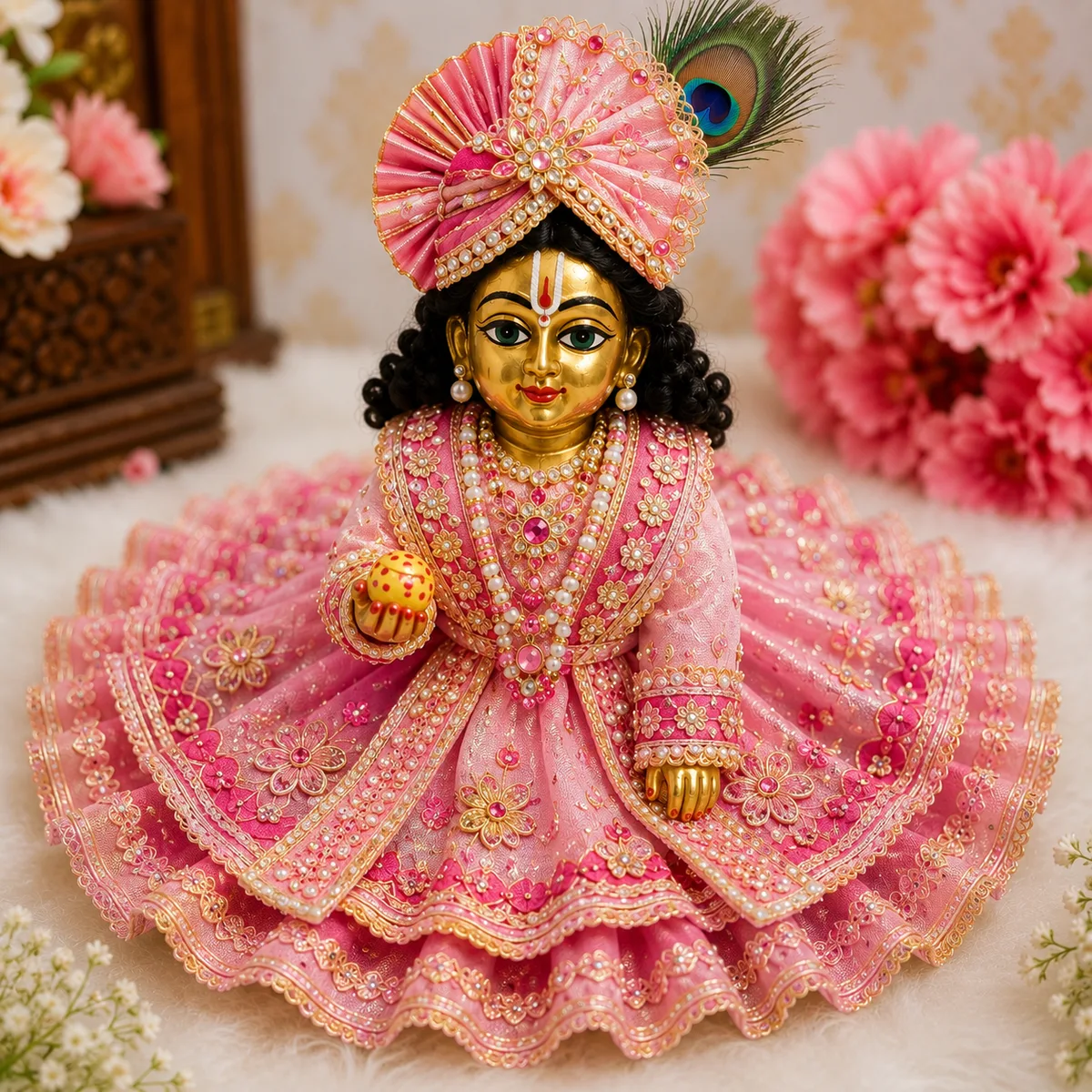 Laddu Gopal Royal  Poshak (4no.) PINK thumbnail 2