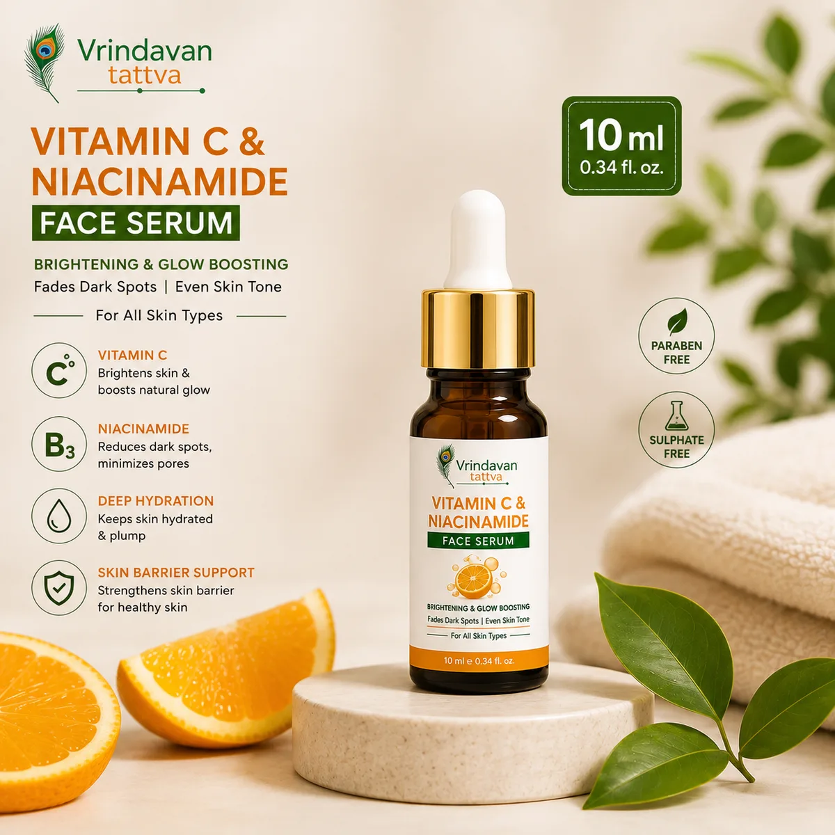 Vrindavan Rasa Vitamin C & Niacinamide Face Serum 10ml Pack Of 1 thumbnail 2