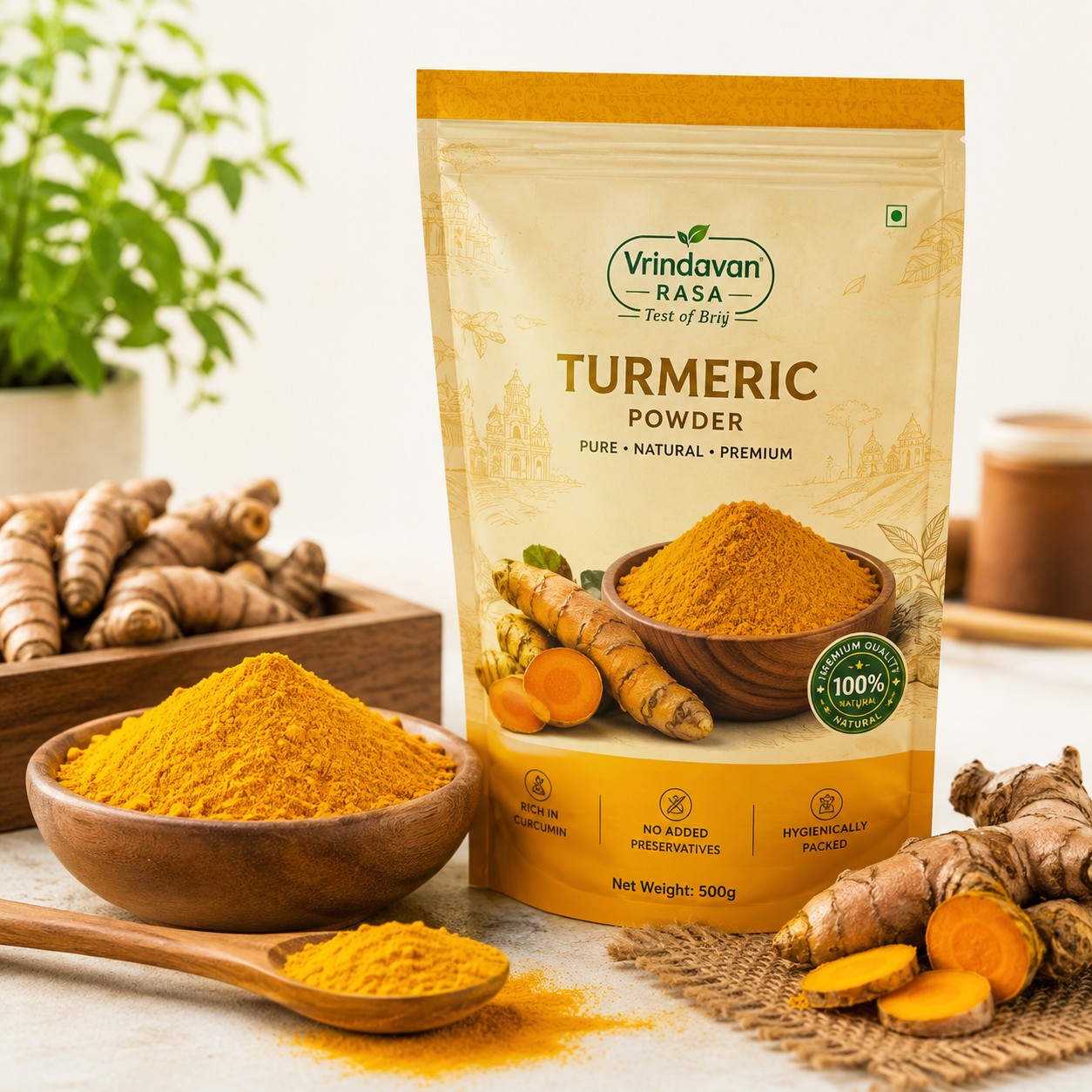 Vrindavan Rasa Premium Turmeric Powder (Haldi)  100g