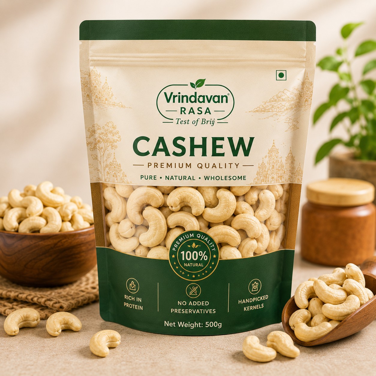 Vrindavan Rasa Premium Cashew Nuts (Kaju)  250g (Pack Of 1)
