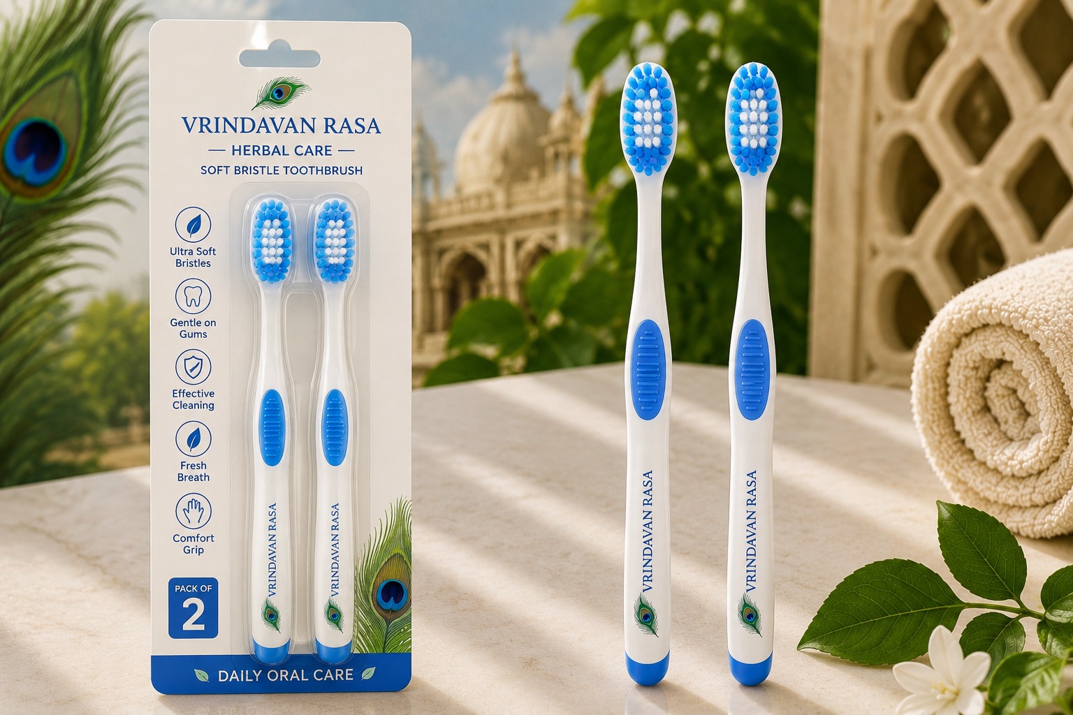 Vrindavan Rasa Soft Bristle Toothbrush Blue Pack Of 1